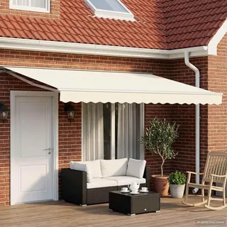 vidaXL Elektrische ausziehbare Markise Creme und Weiß 4 × 3,5 m - Weiß