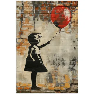 MuchoWow Poster Graffiti - Banksy - Mädchen - Straßenkunst 40x60 cm , Sandfarben , Papier , Rechteckig , 40x60x0.1 cm , Bilder & Rahmen, Bilder, Sonstige Wandbilder