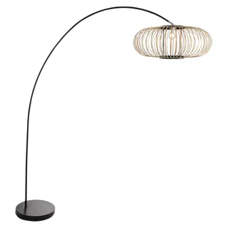 Stehlampe - natürlich schwarz - Solva - bambus metall - bogenlampe - E27 - 4468ZW - Mexlite - Schwarz