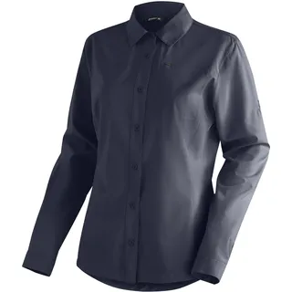 Funktionsbluse MAIER SPORTS "Magos L/S W", Damen, Gr. 44, blau (dunkelblau), 94% Polyester, 6% Elasthan, Blusen Funktionsbluse, Damen Hemdbluse, atmungsaktives Freizeit-Hemd, Taillierter Schnitt