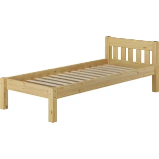 Einzelbett Massivholz Kiefer natur 90x200 Futon Bettrahmen Singlebett Zubehör wählbar V-60.38-09Rollrost inkl. - Naturbelassen