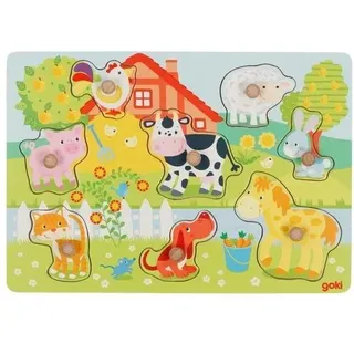 Goki - Farm animals lift-out puzzle - (57392) Holz