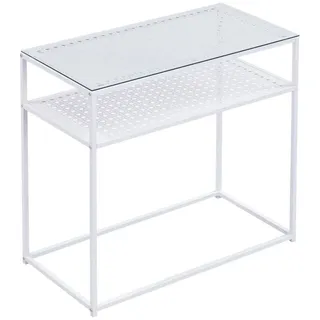 Mid.you Konsolentisch , Weiß , Glas , rechteckig , eckig , 40x77x80 cm , Stauraum, offenes Fach, einfacher Aufbau , Wohnzimmer, Wohnzimmertische, Konsolentische