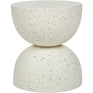 Beliani Beistelltisch cremeweiß Leichtbeton u. Glasfaser rund 40 cm Terrazzo Optik Sanduhrform Modern Outdoor Couchtisch Wohnzimmer, Ausstattung - Weiß