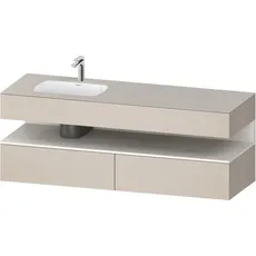 Duravit Qatego Einbauwaschtisch mit Konsolenwaschtischunterbau, 1600x550x600mm, Nische Weiß Supermatt, Becken links, QA4795084, Farbe: Taupe Matt