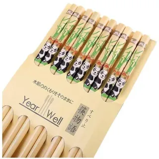 Lachineuse - Chinesische Essstäbchenbox Panda - 5 Paar Essstäbchen aus natürlichem Bambusholz - Essstäbchen für Sushi, Ramen, Nudeln und Reis - Zen-Dekor - Asiatisches Japan-Küchengeschenk