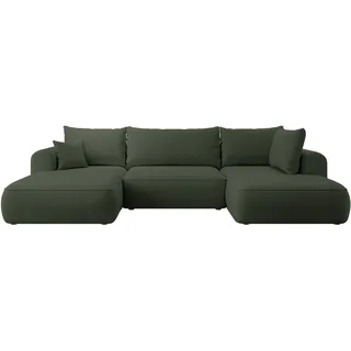 Selsey Sofa Ecksofa Eckcouch Schlafsofa Couch Mit Stauraum Schlaffunktion Pflegeleicht Polyurethanschaum U Form Rechts OVO Olivgrün Veloursoptik Castel