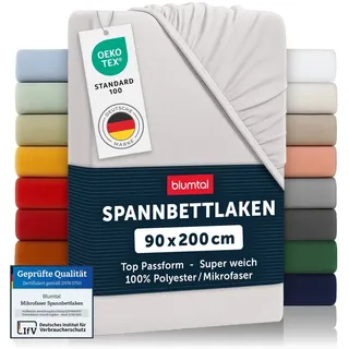 Blumtal Spannbettlaken Mikrofaser 90 x 200 cm grau 2 St.