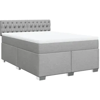 vidaXL Boxspringbett mit Matratze Hellgrau 140x190 cm Stoff - Grau
