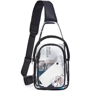 TYXHXTF Transparente Umhängetasche, Clear Sling Bag, Crossbody Schulterrucksack, Durchsichtige Brusttasche, für Damen Herren Stadion Arbeitskonzert Reisen