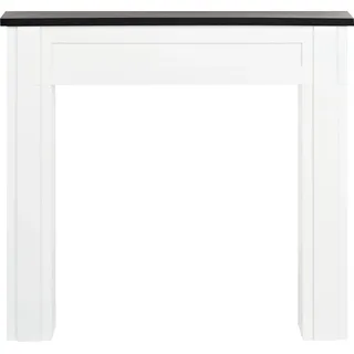 BELIANI Kaminumrandung Weiß u. Schwarz MDF-Platte mit Sockel Schmal Retro Stil Klassisch Kaminkonsole Kaminattrappe Wohnzimmer Schlafzimmer Flur