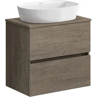 Baikal Nebraska Badezimmerschrank, 2 Schubladen, Wandmontage, mit Keramikwaschbecken, montiertes Möbelstück, Melamin 16, Möbel F39 + Top + Waschbecken 70 cm