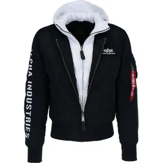 Alpha Industries MA-1 D-tec Sleeve Embroidery schwarz/weiß M