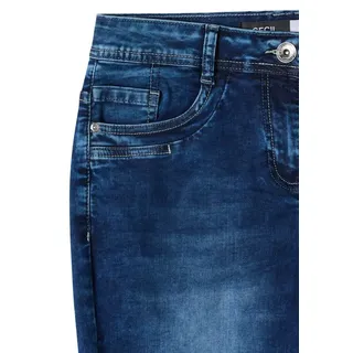 Cecil 3/4-Jeans CECIL "Style Scarlett", Damen, Gr. 33, N-Gr, blau (mid blau used wash), Denim/Jeans, Obermaterial: 78% Baumwolle, 20% Polyester, 2% Elasthan.