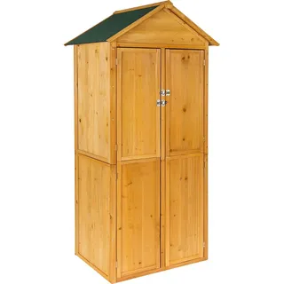 tectake Gartenschrank Mit Satteldach Kadi, 80,5 x 60 x 213,5 cm, braun , Braun , Holz , 60x213.5x80.5 cm , Gartenzubehör, Geräteschuppen