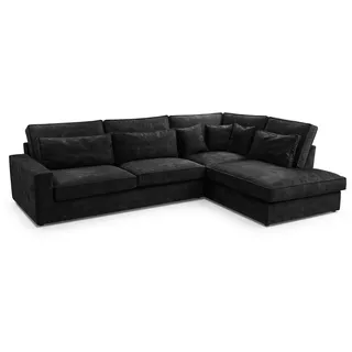 MEBLITO Sofa Big Sofa Ecksofa Satia Mini L Form Funktionssofa Wohnlandschaft Design Couch Seite Rechts Dunkelgrau (Palladium 19) - Dunkelgrau