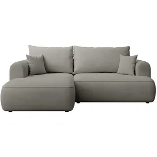 Selsey Eckschlafsofa Ovo Mini Hellgrau Easy-Clean-Chenille-Bezug , Kunststoff , Ottomane links,L-Form , 238x156 cm , Wohnzimmer, Sofas & Couches, Wohnlandschaften, Ecksofas
