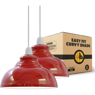 LEDSone Industrielle Decken-Pendelleuchtenschirme, Retro-Vintage-Stil, Pendelleuchtenschirm für hängende Deckenleuchten (Rot, 2er-Pack)