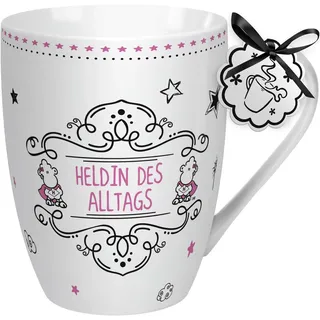 SHEEPWORLD Tasse mit Spruch Heldin des Alltags | Kaffeetasse, Porzellan, 30 cl Lieblingstasse, Geschenk, Kollegin | 59258