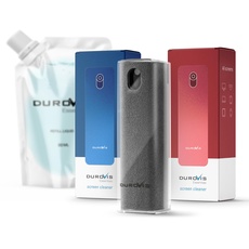 Display Reiniger Durovis Essentials, Screen Cleaner, Sprühflasche mit Mikrofasertuch inklusive 80ml Glasreiniger ohne Alkohol für Auto/Smartphone/Laptop Displays