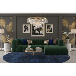 kaiser möbel Ecksofa L-Form Grand L 287 cm, Veloursstoff Salvador, Grün, Rechts - Grün
