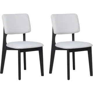 byLIVING Esszimmerstuhl 2er Set ELSA/Webstoff beige/Gestell Massivholz schwarz/B 48, H 87, T 54 cm B: