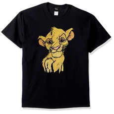 Disney Herren Lion King Simba Sketch Crown Prince Graphic T-shirt, Schwarz, M