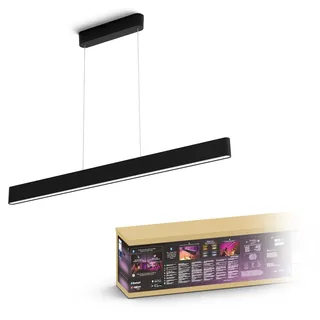 Philips Hue White and Color ambiance Ensis Pendelleuchte, Intelligente Hängeleuchte, Bluetooth/Zigbee, Schwarz, LED, Aluminium, Nicht austauschbare(s) Leuchtmittel - Schwarz