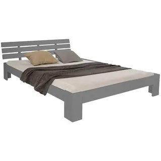 Homestyle4u Holzbett 120/200 cm mit Lattenrost grau , Grau , Holz , Kiefer , 120x200 cm , Schlafzimmer, Betten