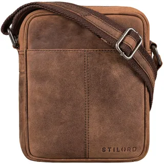 STILORD 'Jude' Herren Umhängetasche Klein Leder Vintage Tasche Messenger Bag Herrentasche zum Umhängen Crossbody Bag Echtleder Schultertasche Männer, Farbe:eichen - braun