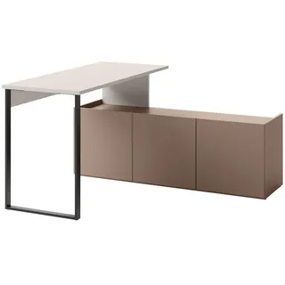 Mirjan24 Schreibtisch Sigma 3D Sg10 Computertisch mit integrierte Kommode, Jugendzimmer Kollektion (Farbe: Cashmere / Trüffel) - Beige