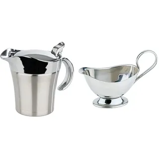 APS 40207 Doppelwandig isolierte Sauciere, 19 x 12,5 x 13 cm, 0,4 ltr & hochwertige Edelstahl-Sauciere, Weihnachtsessen, Braten-/ Dessertsoße, Tafelgeschirr, für 250 ml, 16 x 7,5 cm, H: 9 cm