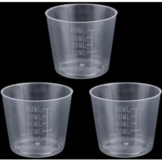 Gosknor 3 Stück Reis Messbecher, 60ml Transparent Kunststoff Kleiner Waschbecher für Reiskocher Ersatz zum Abmessen von Trockenen und Flüssigen Zutaten Küchenhelfer