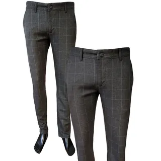 Freizeithose elegant casul graphit kariert gerades Bein regulär elegant klassische Hose für Männer 33 - Grau