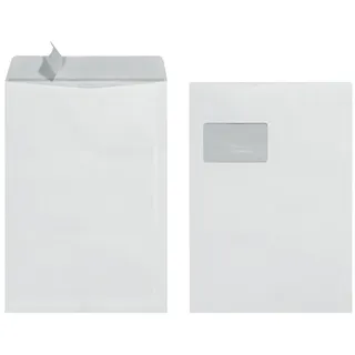 Herlitz Versandtasche C4 90 g Haftklebend mit Fenster, 25 Stück mit Innendruck in Folienpackung, eingeschweißt, weiß