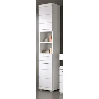 inn.furn Hochschrank Shawn 37 x 191 cm Weiß Hochglanz Kunststoff