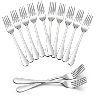 Gabeln 12 Stück, HaWare Edelstahl Tafelgabeln Menügabeln Set, 20 cm Elegante & Zeitlose Große Essgabeln für Zuhause Restaurant Hotel, Hochglanzpoliert & Glatte Kanten, Spülmaschinenfest - Runder Griff