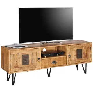 Landscape Lowboard , Naturfarben, Hellbraun , Metall , Mangoholz , Sperrholz, Hartholz , Holz , 1 Schubladen , 145x53x40 cm , Beimöbel erhältlich, stehend , Wohnzimmer, TV Möbel, Lowboards, Lowboards stehend