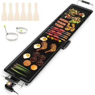 Teppanyaki-Grill, 1800 W, Antihaftbeschichtung, Temperaturregelung, 100 cm - Schwarz
