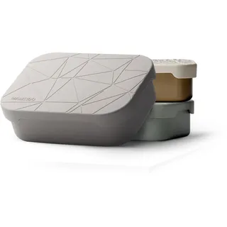 MAMEIDO Brotdose Edelstahl 1200 ml, mit flexiblem Trenner & Silikondeckel, Lunchbox Erwachsene, leichte Vesperbox Kinder, Brotbox Kinder mit Fächern (Taupe Grey)