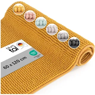 Blumtal Badematte 60x120 cm Hochflor Chenille - Oeko-TEX zertifizierter Badteppich - Badematten & Badteppiche - Badvorleger rutschfest waschbar - Badmatte - Badeteppich - Badematte groß in Gelb