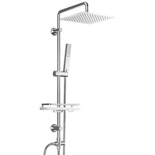 Görbach Regendusche Duschsystem mit Ablage, Edelstahl Duschset ohne Duscharmatur Chrom (Kopfbrause 20x20cm)