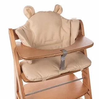 aMami Zweiteiliges Sitzkissen für Hochstuhl Hauck – Handgefertigt – Wasserdichtes Oxford-Gewebe – Antiallergisch – Bequemes Polster mit Klettverschluss - Beige - Teddy