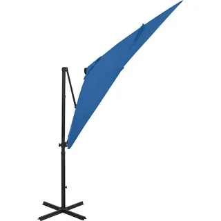 vidaXL Ampelschirm mit LED-Beleuchtung 250 cm Azurblau - Blau