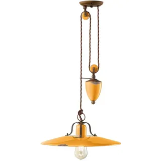Ferroluce Country Rise and Fall Hängeleuchte Ø 40cm Gelb Rund - Gelb