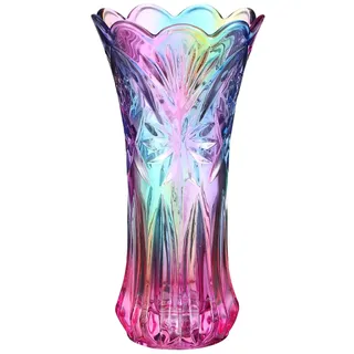 Kristallglasvase Regenbogen Phoenix-Schwanzform–Dekorative Große Glasvase für Blumenarrangements|Bunte Tischdekoration für Weihnachten, Herbstfest & Abendessen|Künstlerisches Design aus Stabilem Glas