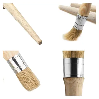 3-teiliges Set mit Kreide-Wachspinseln, natürlichen Borsten, runden Pinseln, Möbelpinseln, für Möbel, Heimdekoration, Wachsen, Verglasung von Töpferwaren (20 mm, 25 mm, 30 mm)
