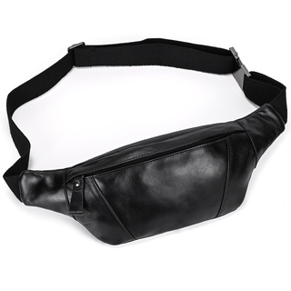 LUUFAN Herren Leder Fanny Gürteltasche Laufen Hip Bum Gürtel Slim Pack Handytasche Für Outdoor, Shopping und Reisen (Schwarz)