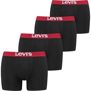 Levi’s Einfarbige Basic-Boxershorts, weiche Herrenunterwäsche aus Bio-Baumwolle mit elastischem Bund und doppelter Einlage, kein Hochrutschen, 4er-Pack