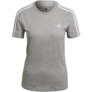 Adidas LOUNGEWEAR Essentials Slim 3-Streifen T-Shirt Medium Grey Heather / White S